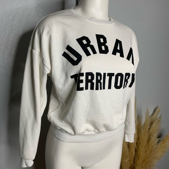 STORY Urban Territory Sweatshirt White Short Cropped Sz Small ? SEE PICS - Picture 5 of 11